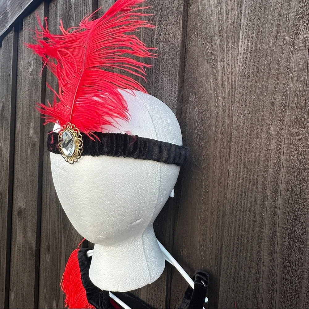 Authentic Kids Halloween red flapper costume head band dress Kids Small 7 - 8